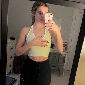 Green and White Halter Top